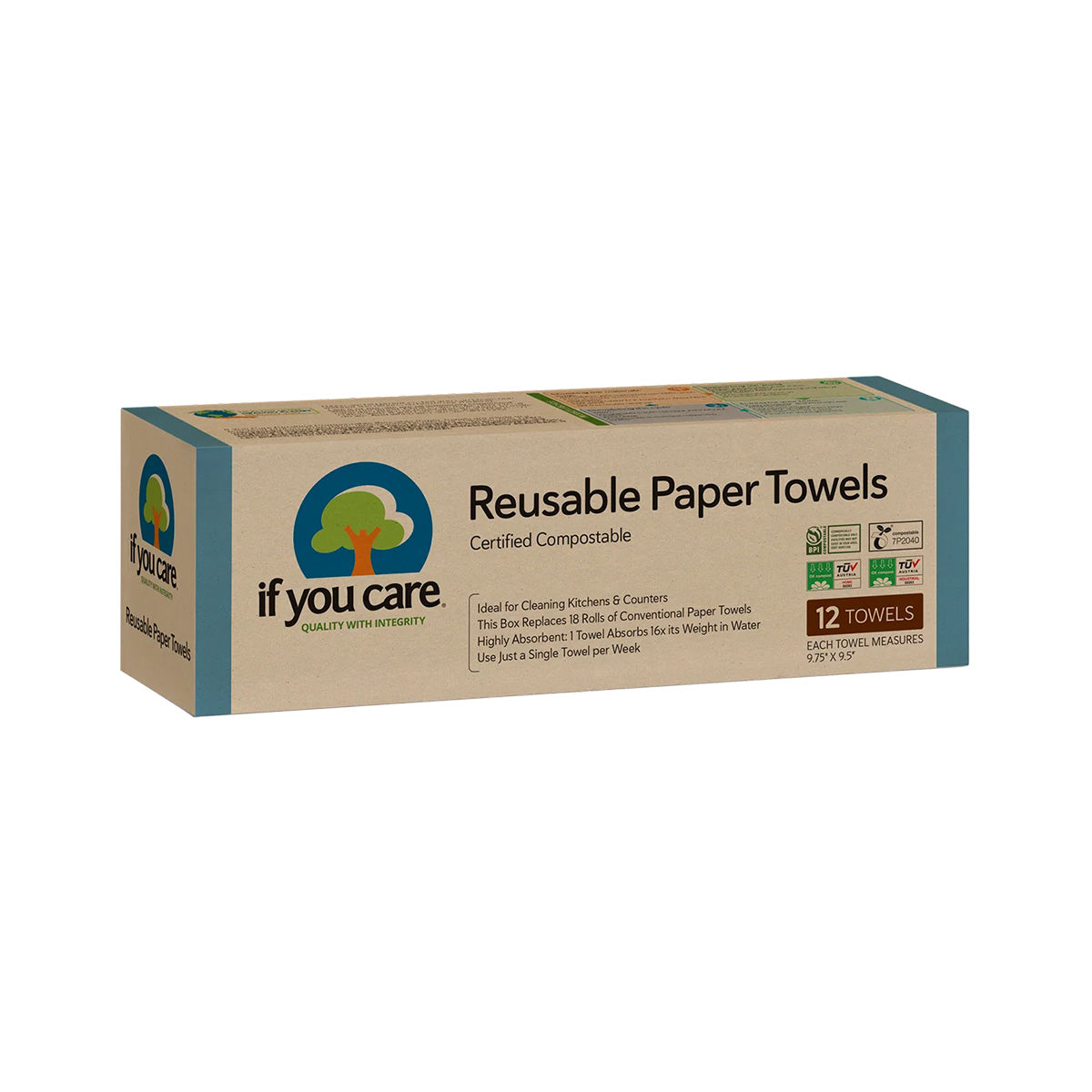 Panni di carta riutilizzabili If you care 12 pz
