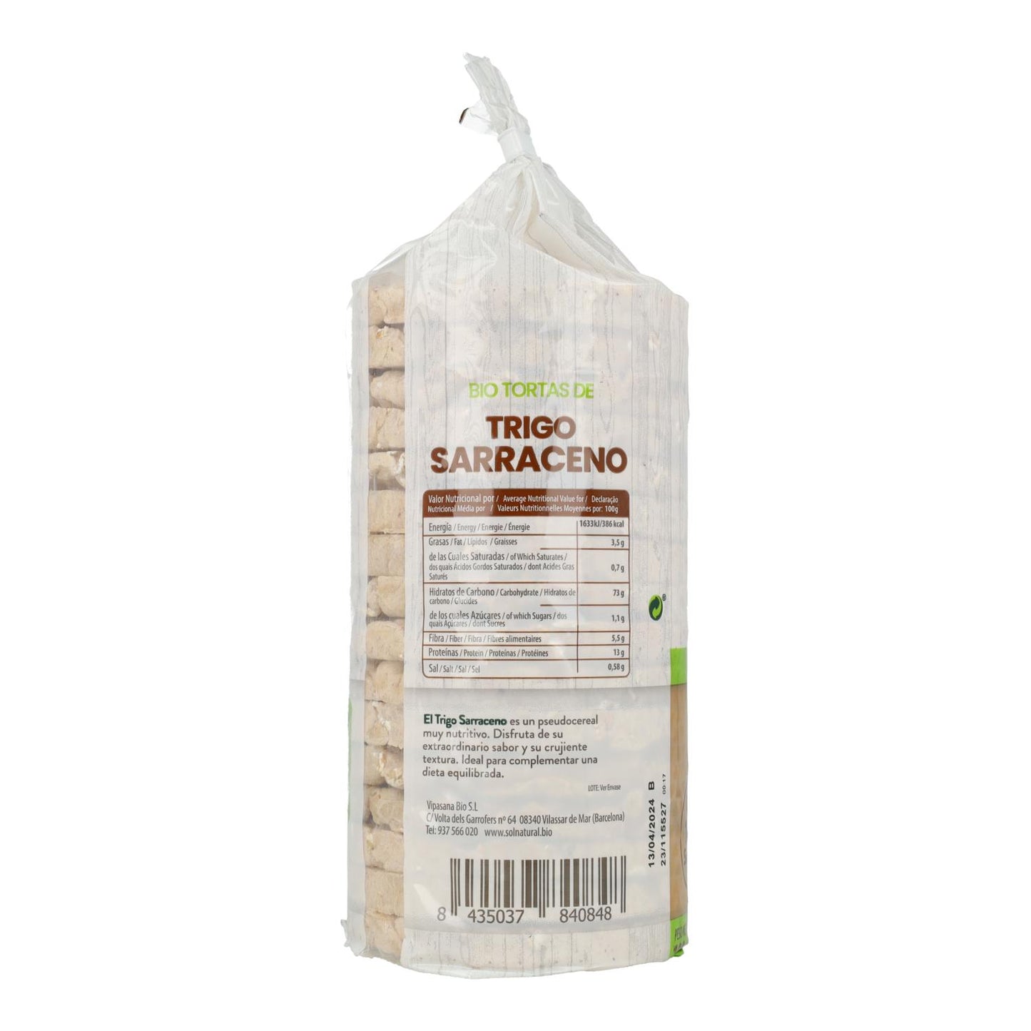 Confezione x3 Frittelle di grano saraceno biologico senza glutine Sol Natural 100 g