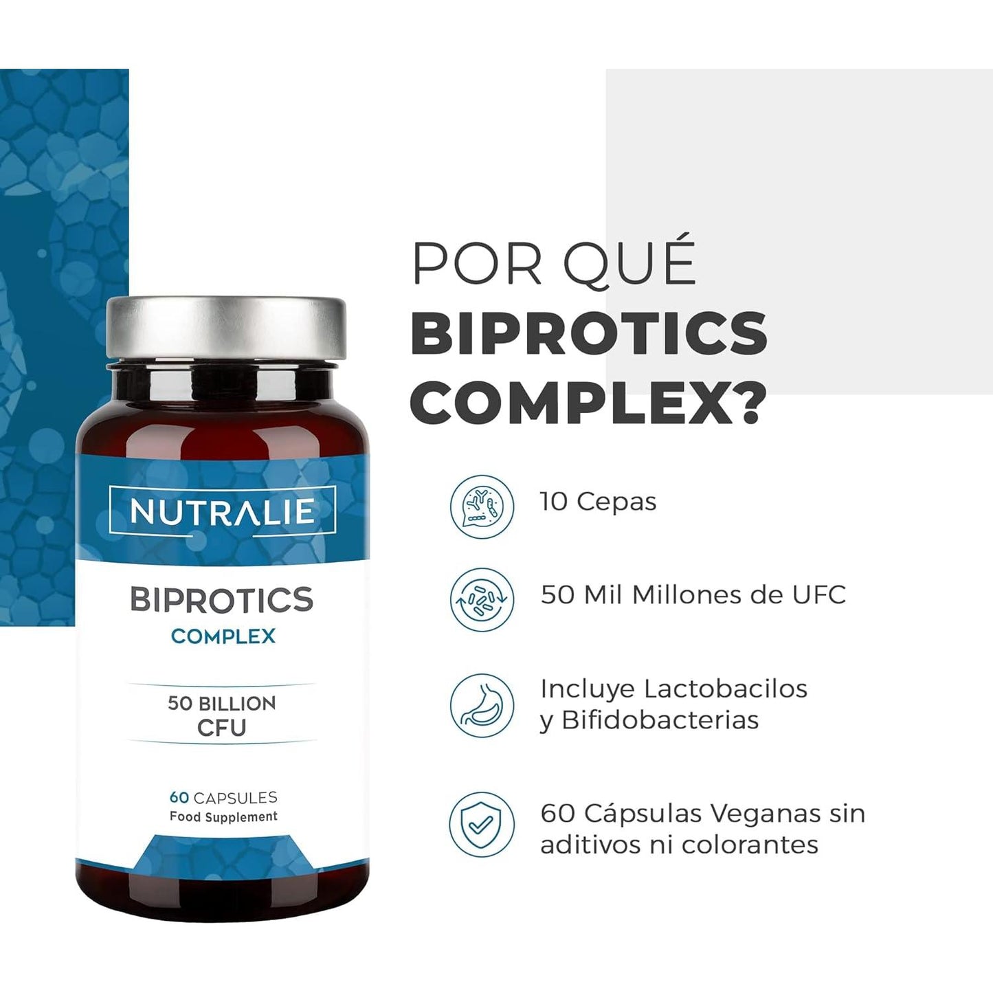Nutralie Probióticos intestinales 10 cepas 60 Cápsulas