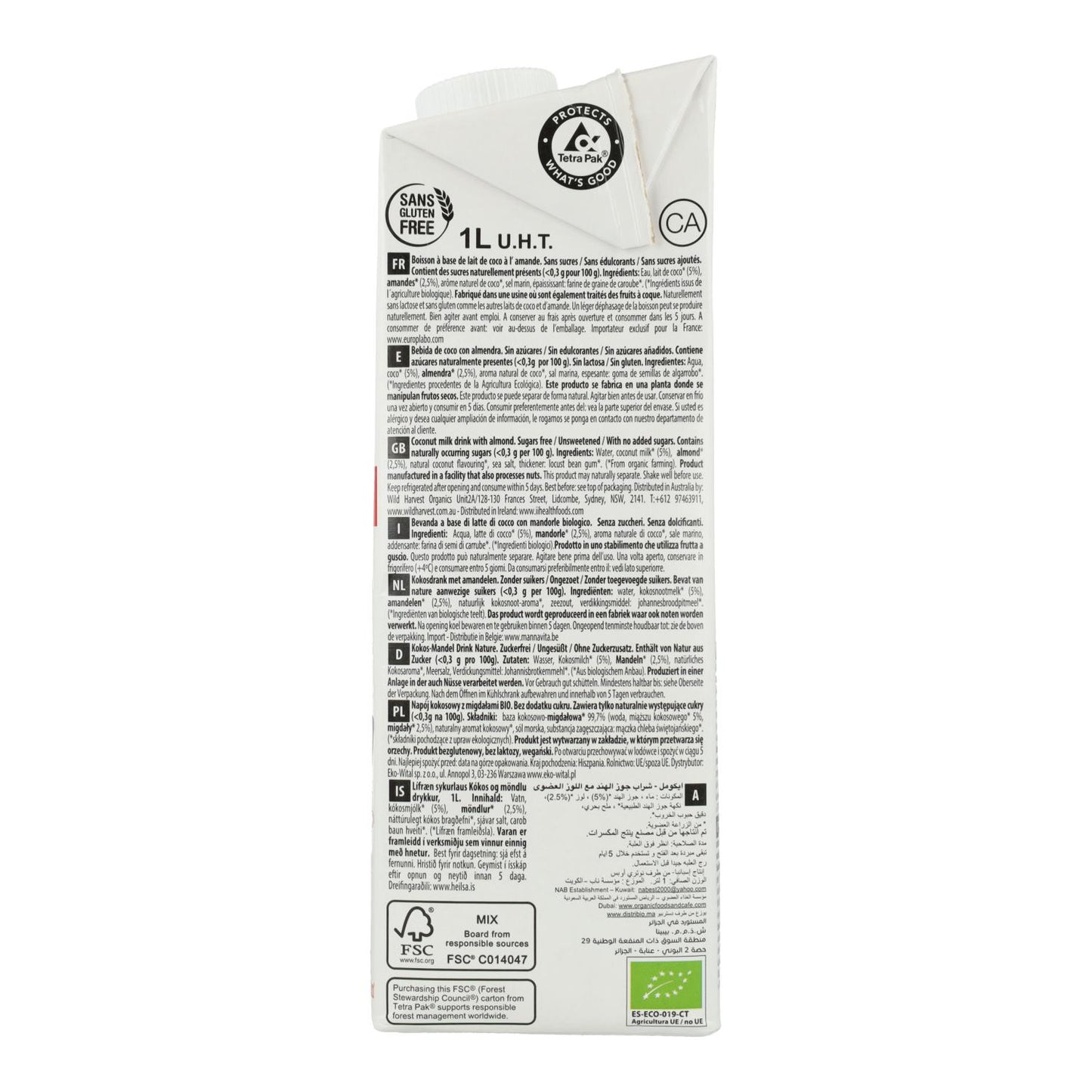 Bevanda al cocco e mandorle senza zucchero Ecomil 1L