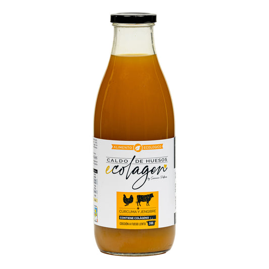 Ecolagen organic bone broth with turmeric and ginger vegetables 1L