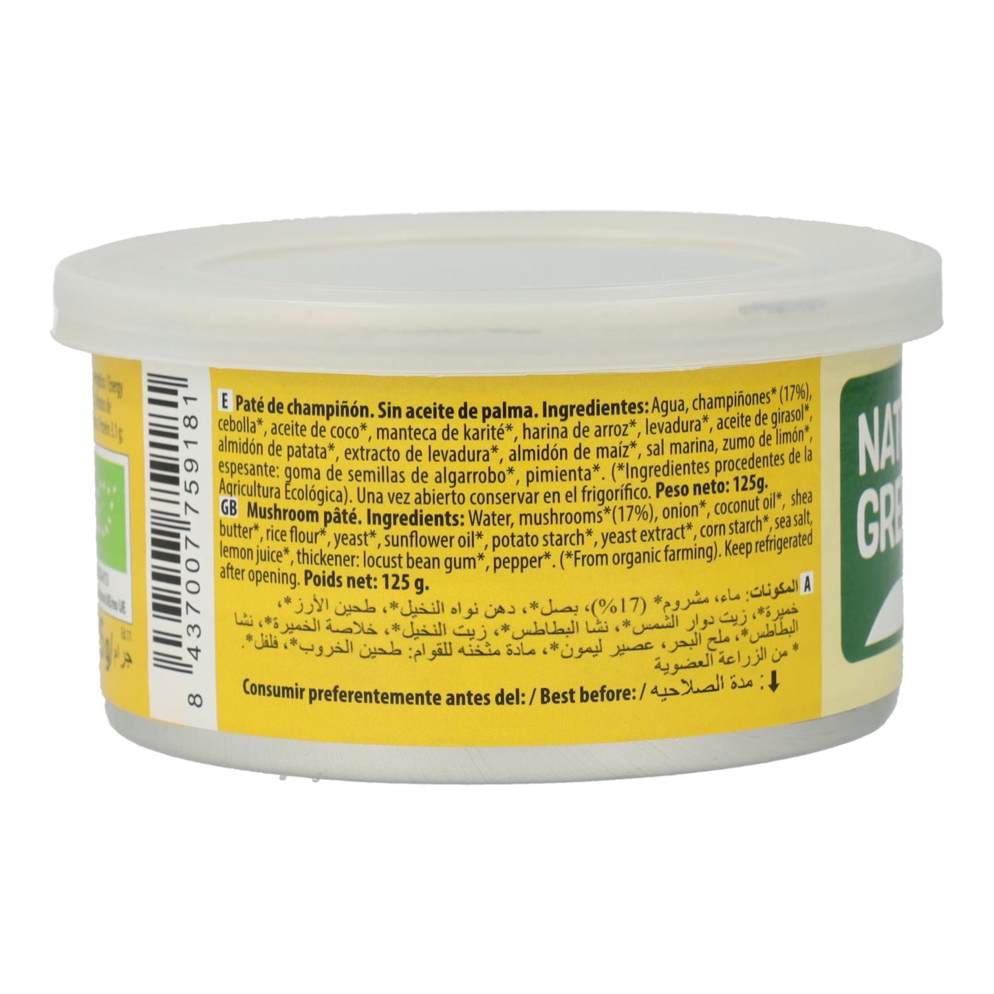 Pâté aux champignons bio Naturgreen 125 g