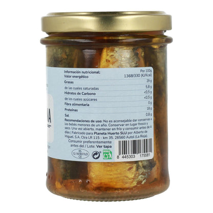 Pack 12x Sardines à l'huile d'olive vierge extra ECO Planeta Huerto 190 g