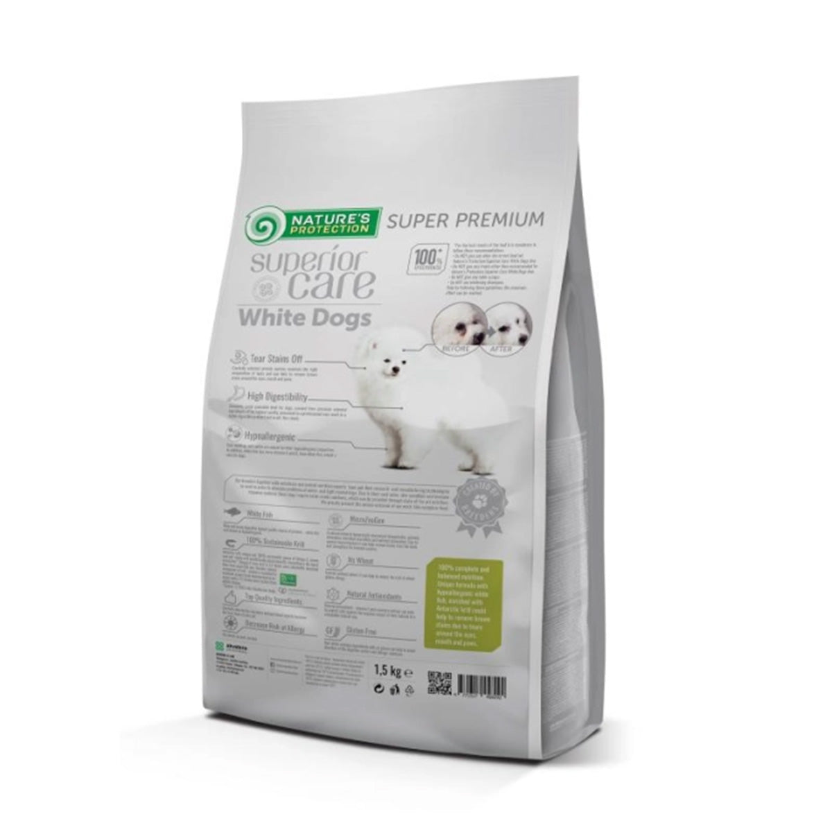 Nature's Protection White Dog Getreidefreies Futter Fisch für Welpen kleiner Rassen 1,5 kg