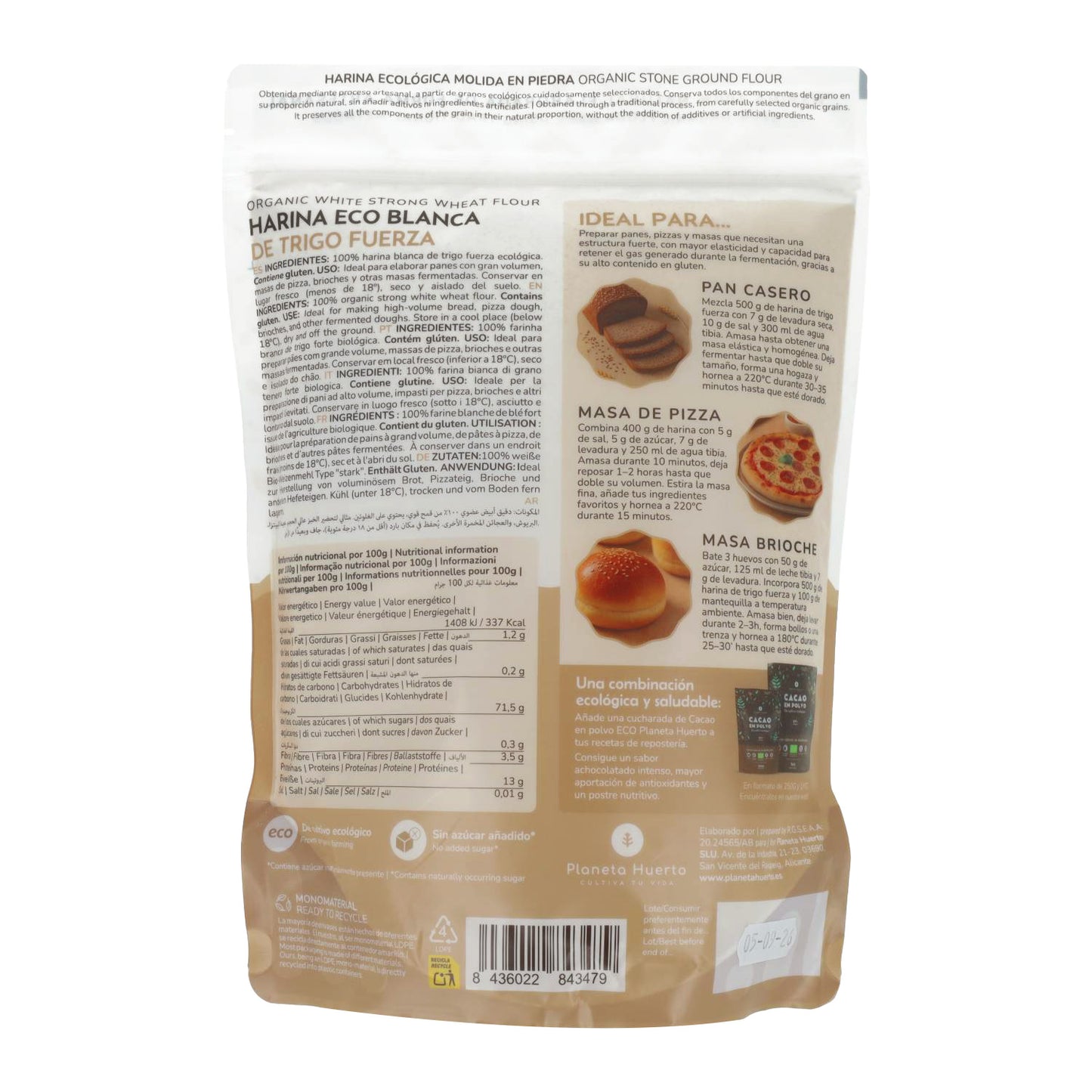 Farina di grano biologico Eco Planeta Huerto 800 g
