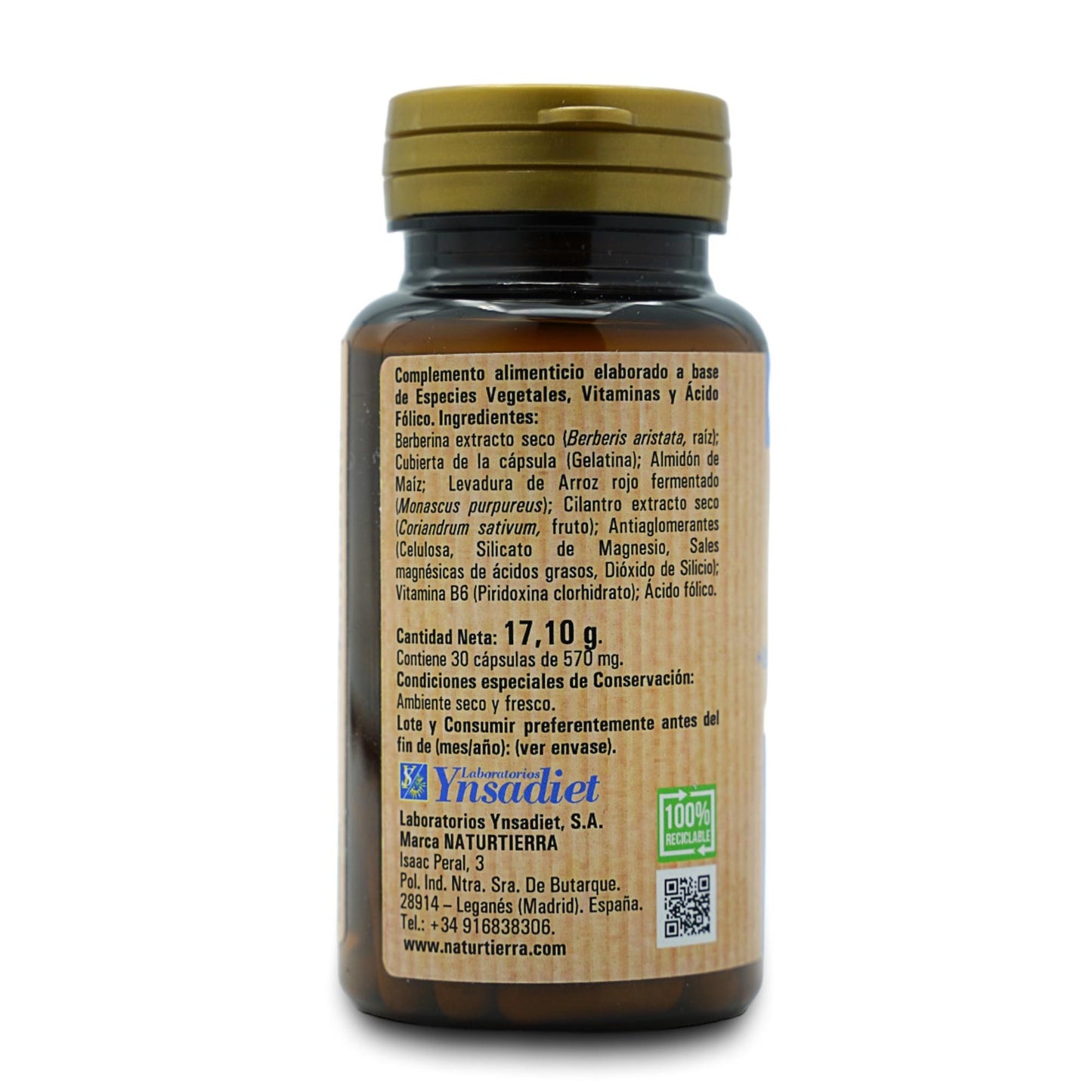 Cholesterin plus Berberin + fermentierte rote Hefe + Koriander, 30 Kapseln NaturTierra