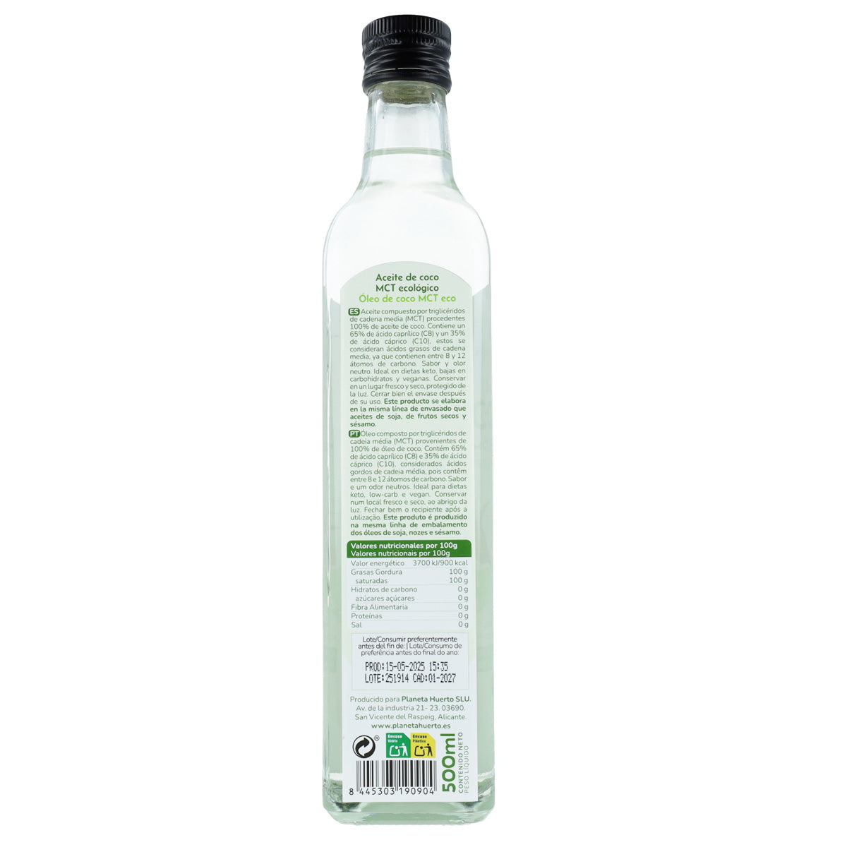 Keto-MCT-Kokosöl ECO Planeta Huerto 500 ml