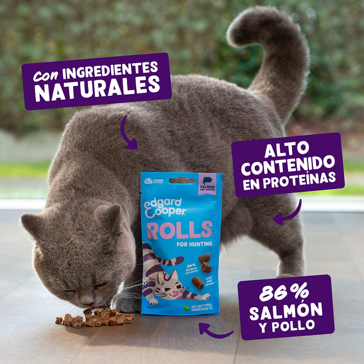 Rollitos de Salmón y Pollo Premios naturales para gatos Edgard Cooper 45 g