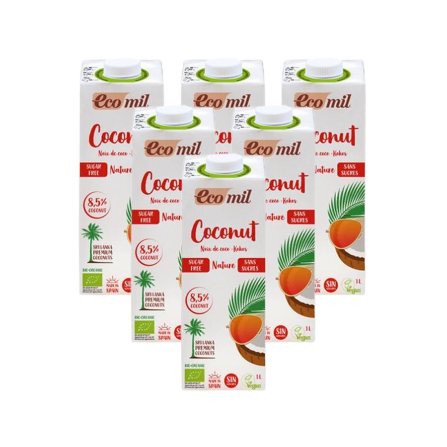 6-pack EcoMil plantaardige kokosdrank 1 l