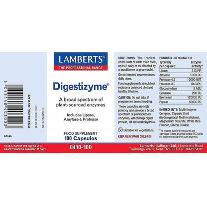 Confezione da 2 Digestizyme Enzimi digestivi, Lamberts, 100 capsule