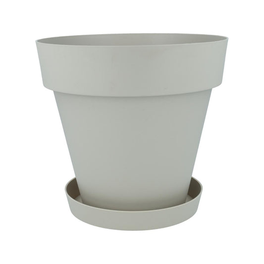 Confezione vaso con piattino color crudo Tes 26 x 24 cm