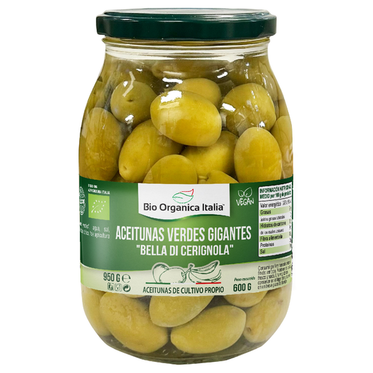 Aceitunas Verdes Gigantes Bio Organica Italia 950 gr