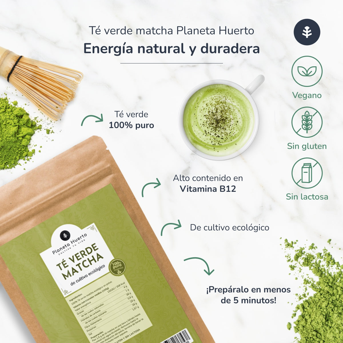 Pack 2x Thé Matcha en poudre ECO Planet Garden 70 g