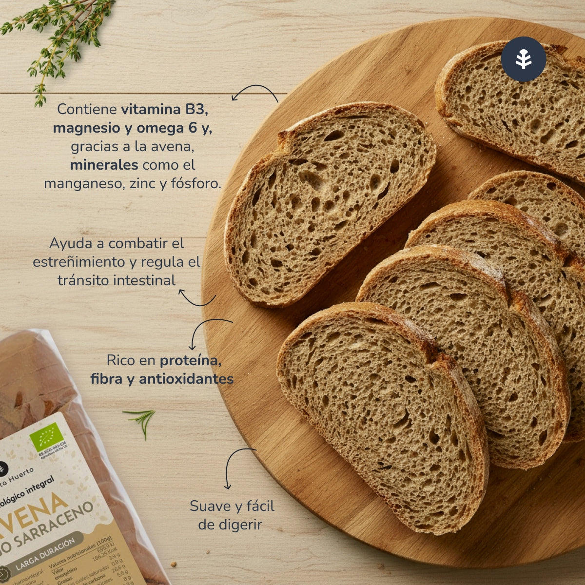 Vollkornbrot aus Hafer und Buchweizen ECO Planeta Huerto 500 g