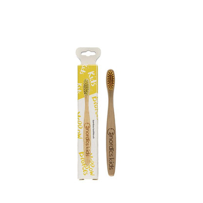 Brosse à dents en bambou pour enfants Nordics Oral Care, jaune