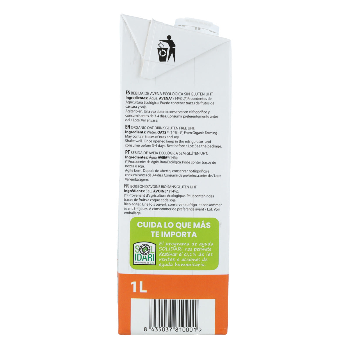 Pakket 4x glutenvrije haverdrank Bio Sol Natural 1 l