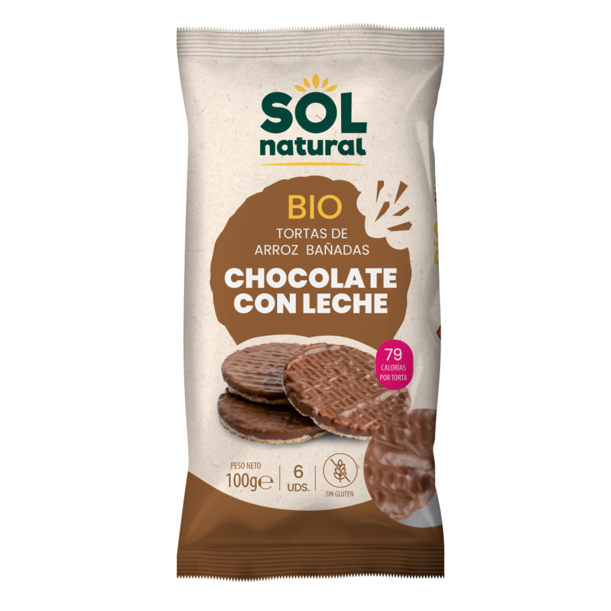 Placki ryżowe oblane czekoladą mleczną Bio Sol Natural 100 g