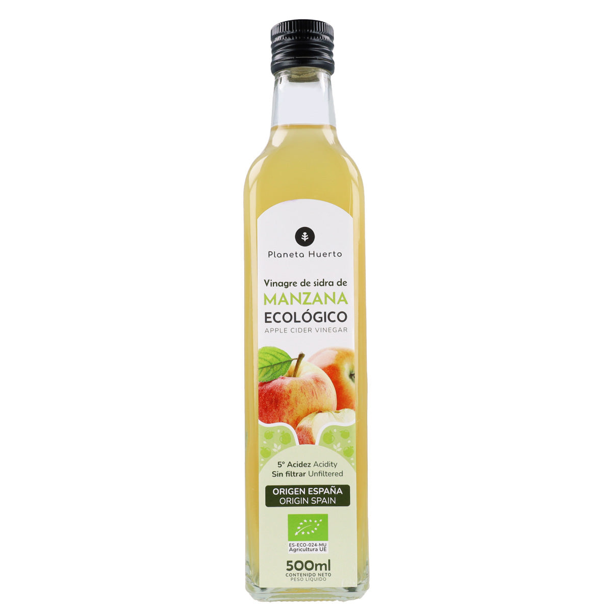 Confezione da 3 aceto di sidro di mele non filtrato ECO Planeta Huerto 500 ml