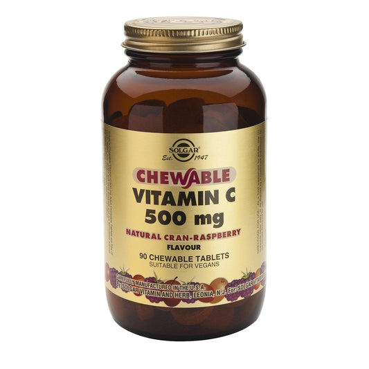 Vitamin C 500 mg med hallonsmak Solgar, 90 tuggtabletter