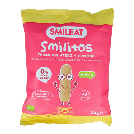 Smilitos Gusanitos med jordgubb- och banansmak, ekologiskt, Smileat, 25 g