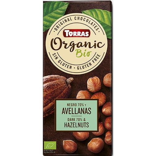 Czekolada wegańska gorzka 70% z orzechami laskowymi Bio Torras 100 g