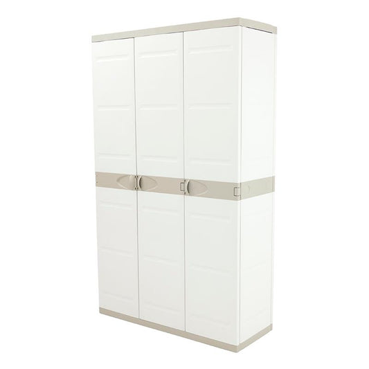 Armadio a 3 ante con scopa 105 cm Titanium Plastiken Beige (ricondizionato)
