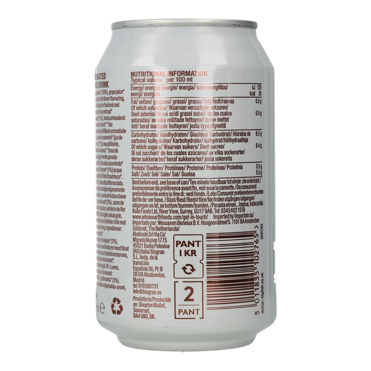 Confezione da 6 bibite biologiche al sambuco, 330 ml Whole Earth