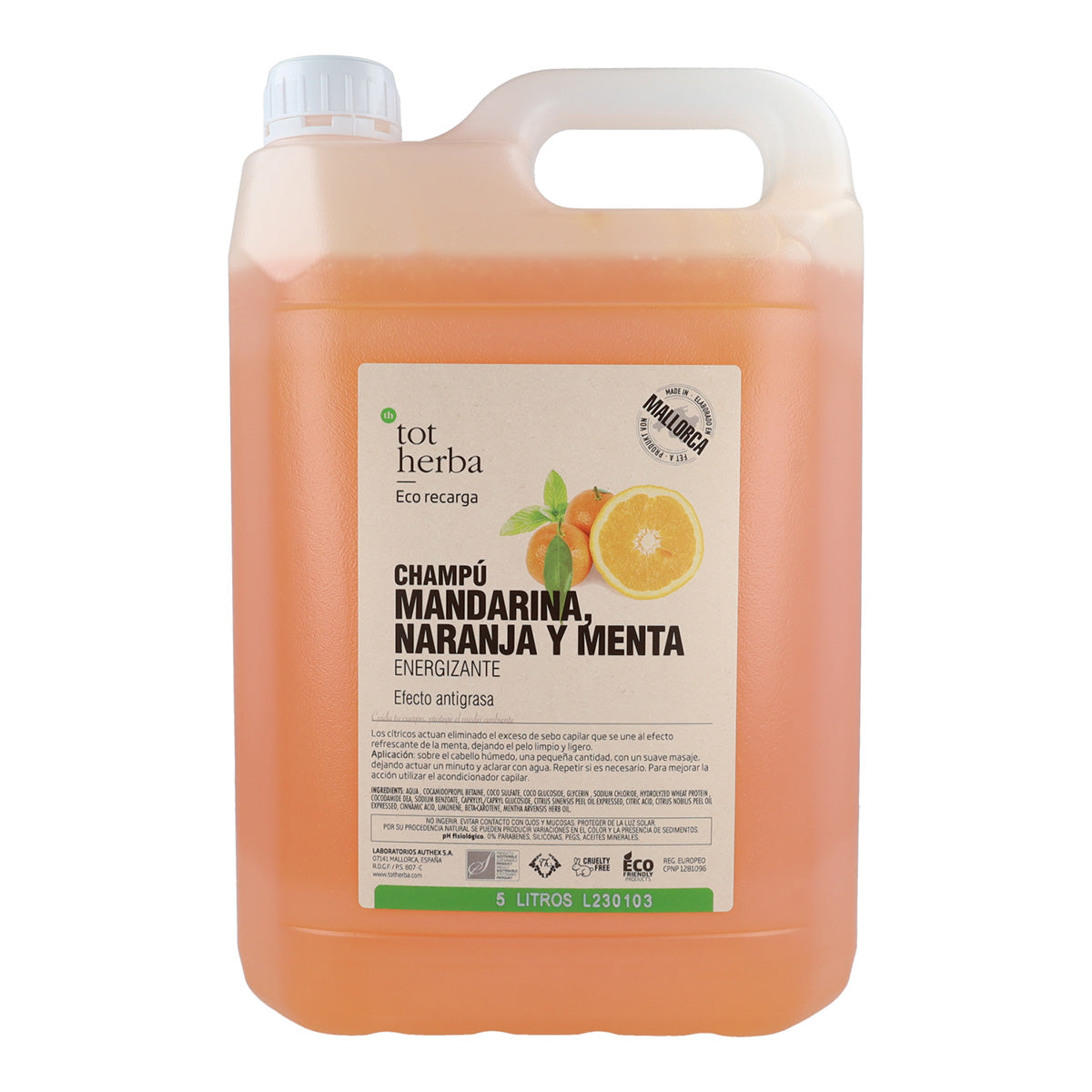Tot Herba Mandarin Orange and Mint Shampoo 5 litres