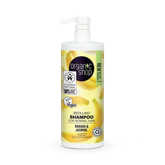 Shampoo-Nachfüllpackung für normales Haar mit Banane und Jasmin Organic Shop 1000 ml