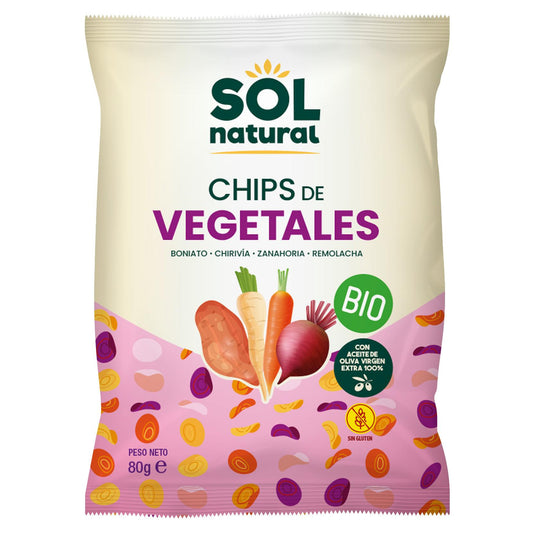 Ekologiska grönsakschips med olivolja Sol Natural 80 g