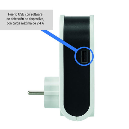 Adapter mit 3 USB-Steckern, aufrollbarem Kabel + 1 USB-Anschluss + 1 Steckdose 16 A Simon