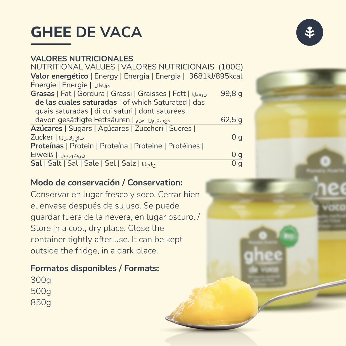 Ghee geklärte Butter ECO Planeta Huerto 500 g