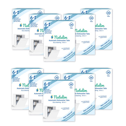 10er-Pack Eco-Spülmaschinentabs 6 in 1, Natulim, 30 Stück