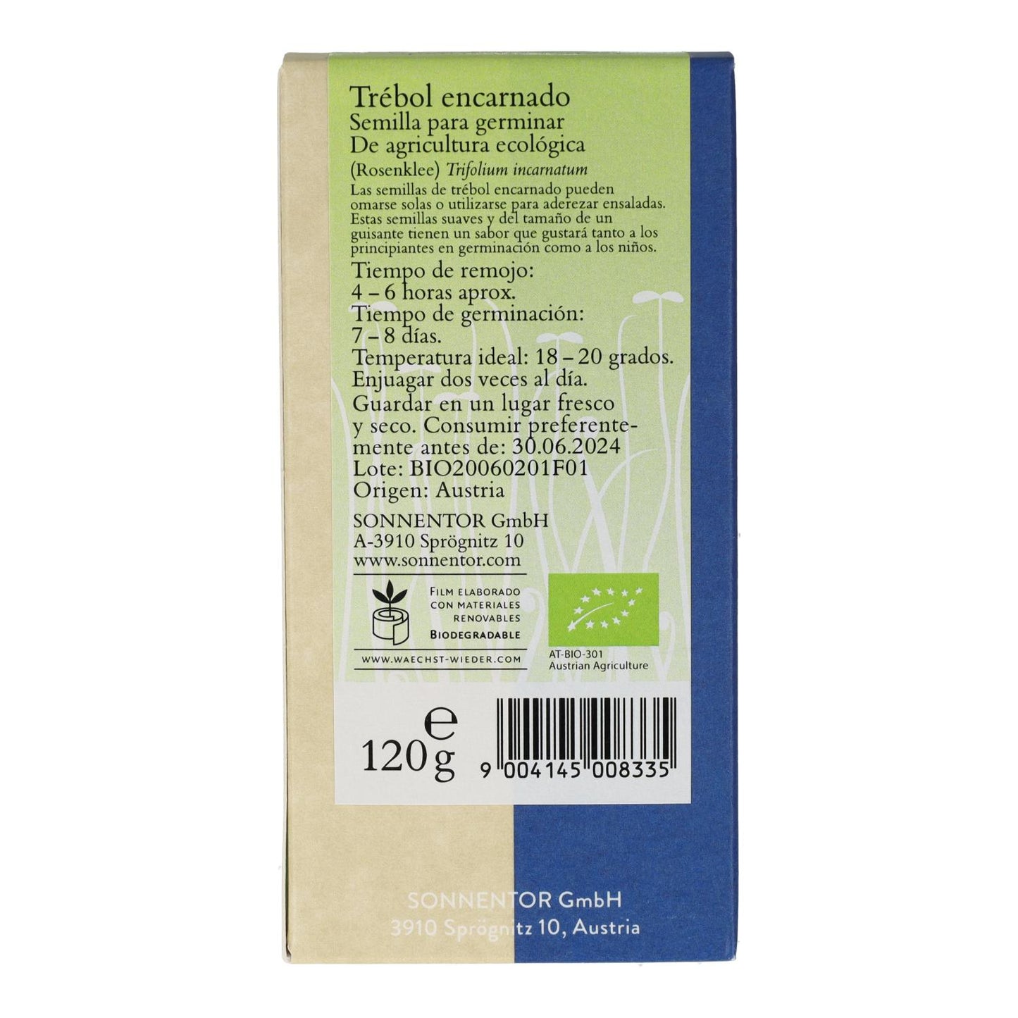 Nasiona koniczyny ekologicznej do kiełkowania Sonnetor 120 g