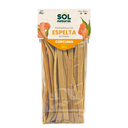 Pâtes Parpadelle complètes à l'épeautre et au curcuma bio Sol Natural 250 g