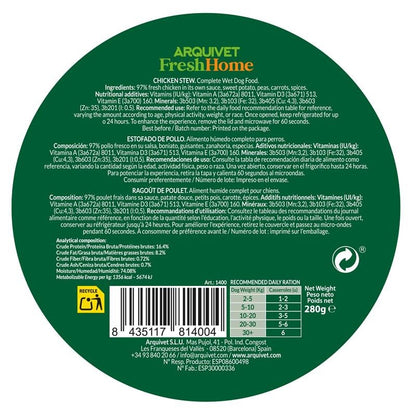 Arquivet Fresh Home Chicken Stew Nourriture humide au poulet pour chiens 280 g