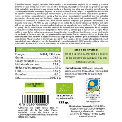 Sea buckthorn 125 g, Salud Viva