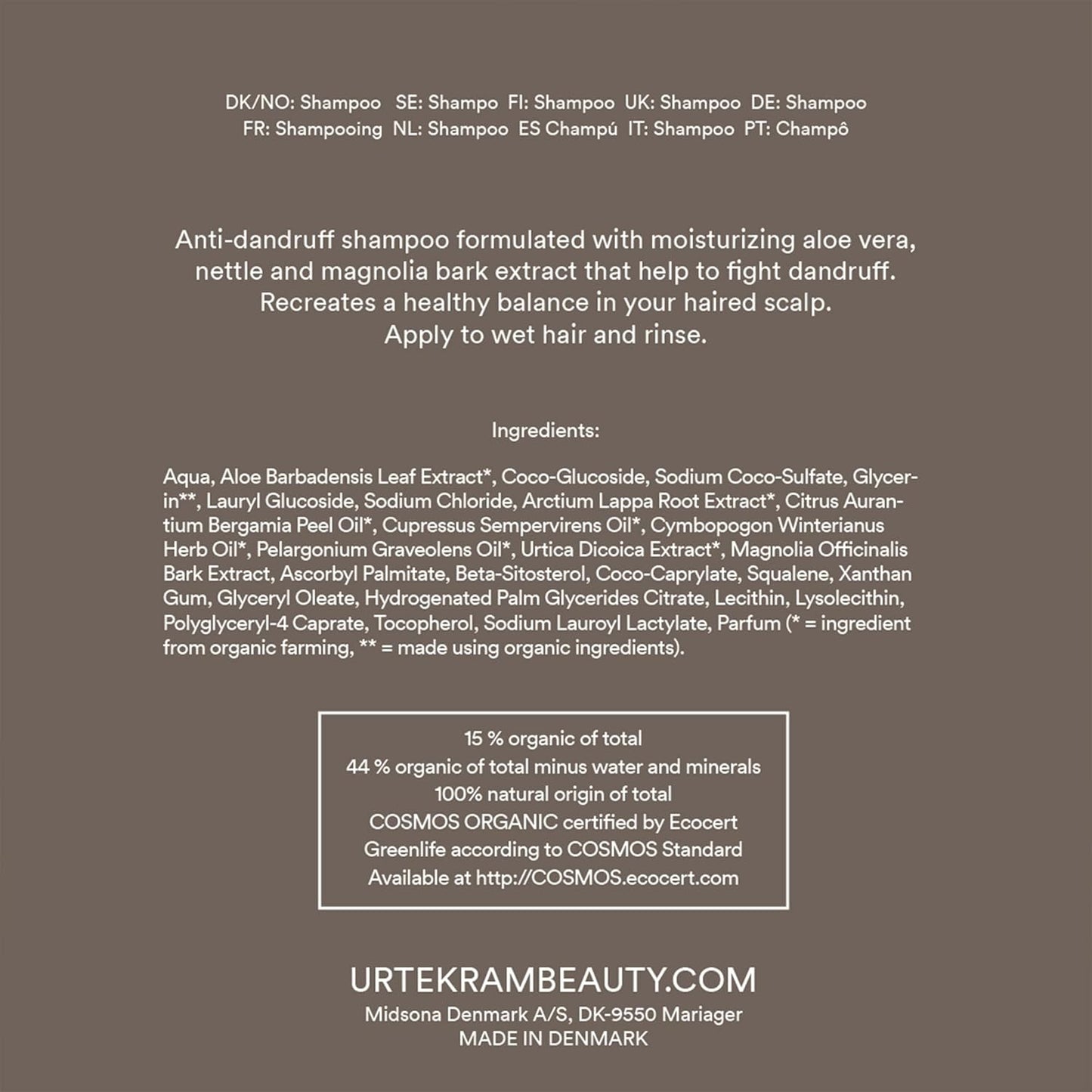 Zestaw 2x szampon przeciwłupieżowy z pokrzywą Urtekram 500 ml