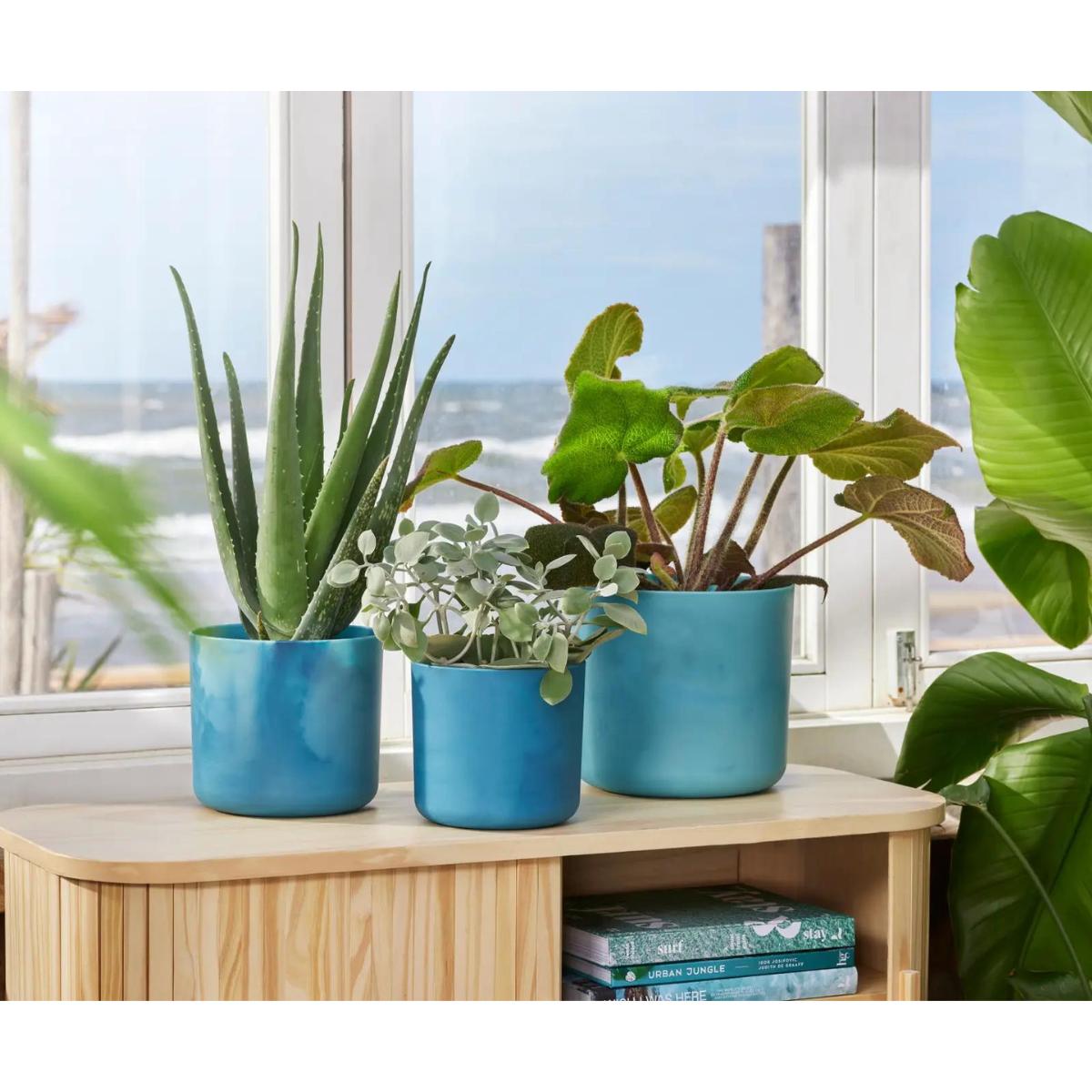 Recycelter Blumentopf Ocean Round Elho atlantikblau 22 cm