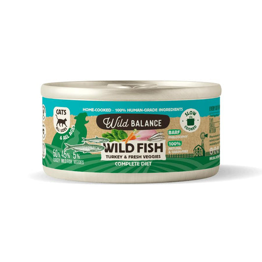 Dose Fisch und Truthahn BARF für Katzen Wild Balance 120 g