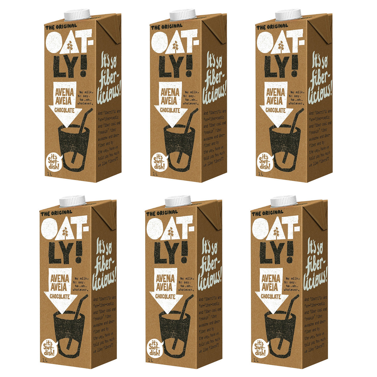 Confezione da 6 bevande all'avena e cioccolato, Oatly, 1 L