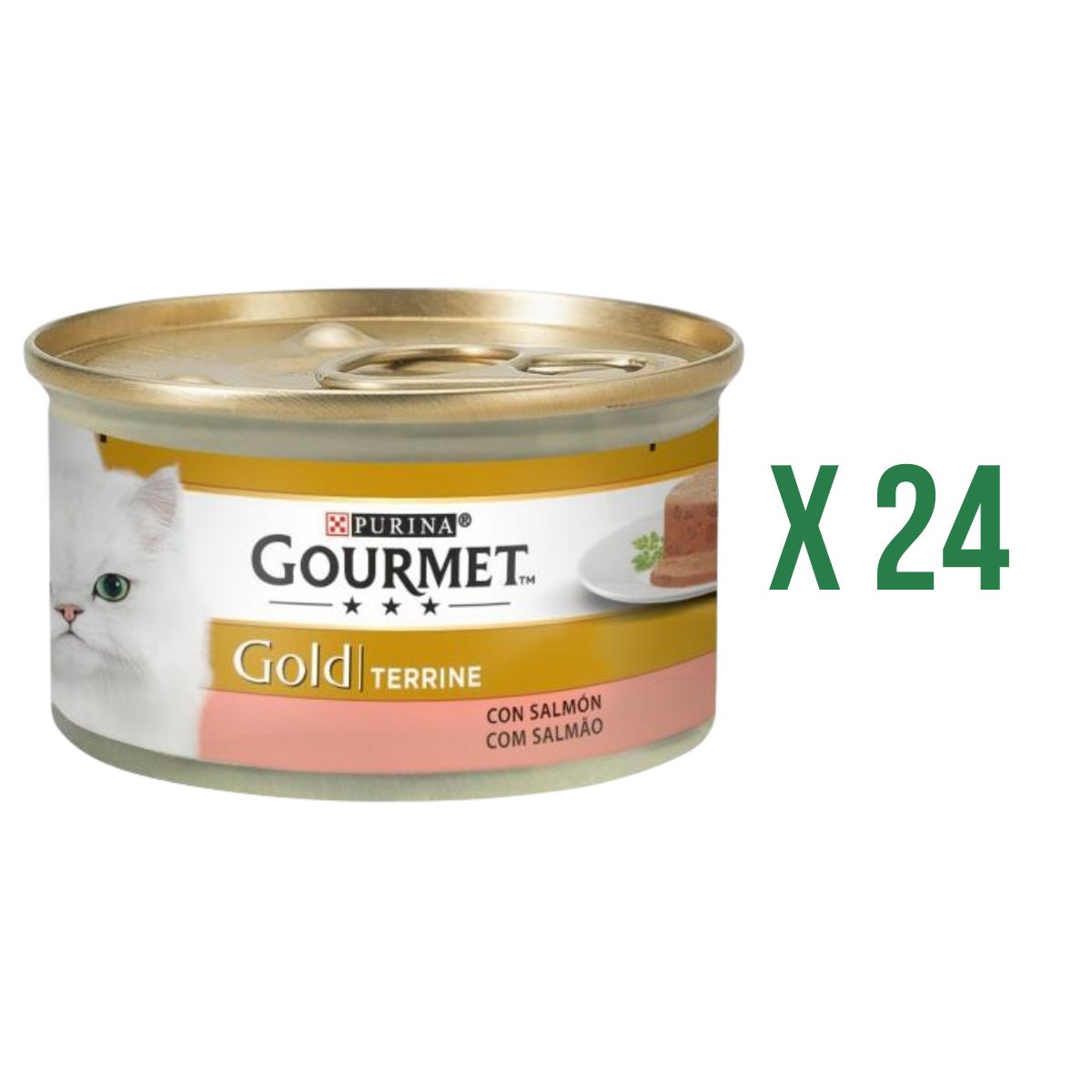 Pack of 24 x GOURMET GOLD Salmon Comp Wet Food Tubs 85 g