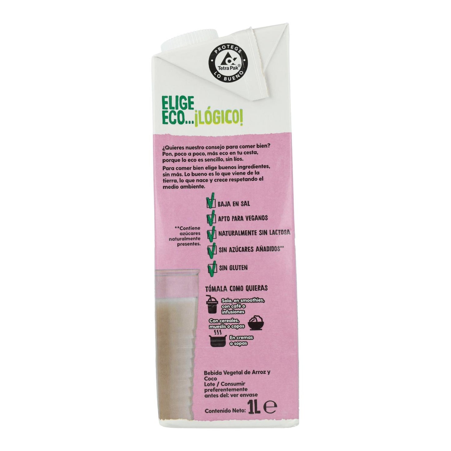 Organic Rice and Coconut Drink with no added sugar, 1L Ecocesta