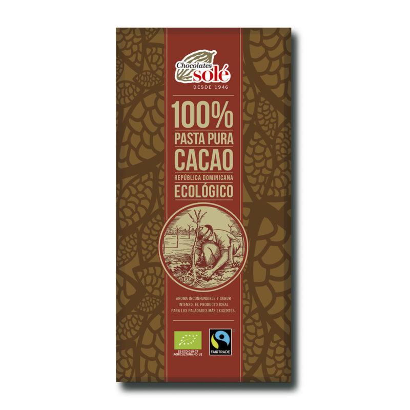 Pure pasta 100% cacao in tablet Bio Solé 90 g