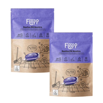 Pack of 2 x ECO pH neutral floor cleaner doypack Flopp 20 capsules