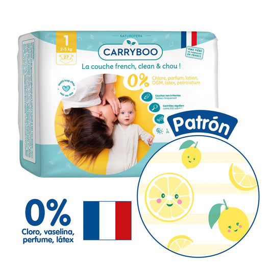 CARRYBOO - Pannolini ecologici T1 (2-5 kg) - Confezione singola da 27 pannolini