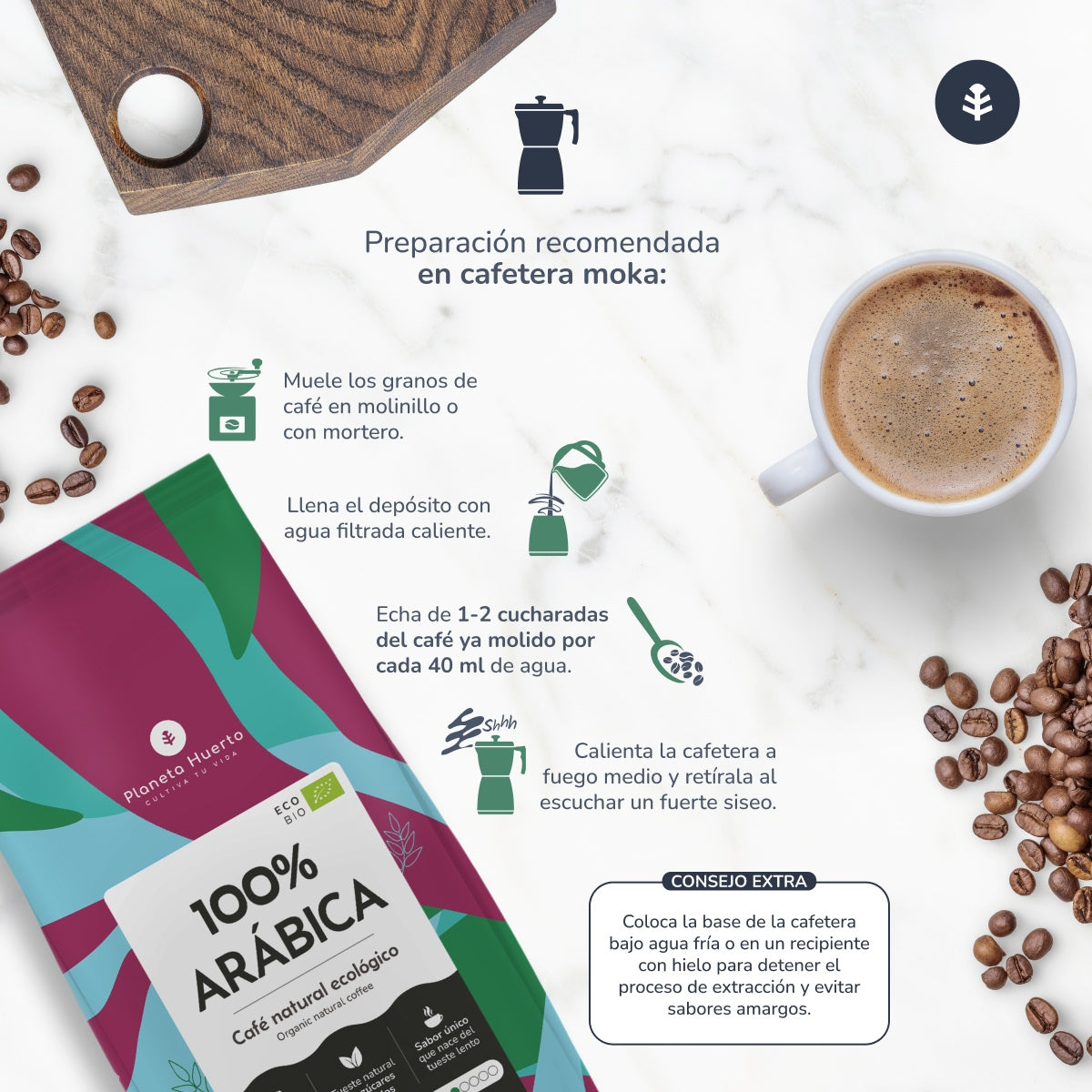 2er-Packung Kaffee in Bohnen, 100 % Arabica, Planeta Huerto 1 kg