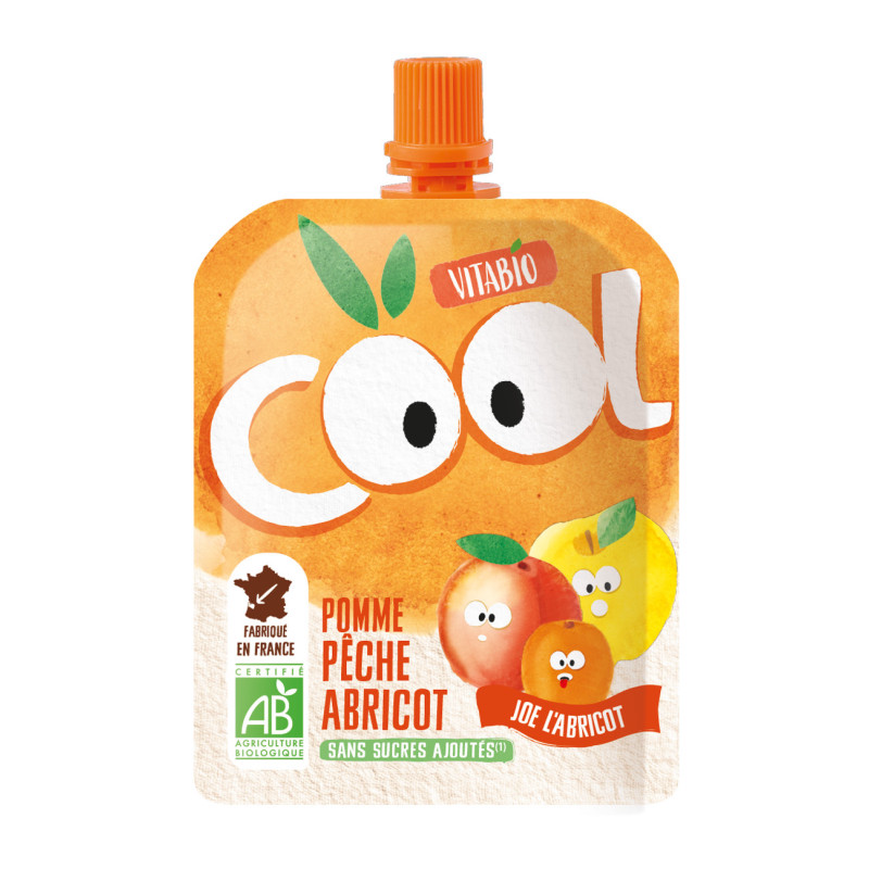 Pouch Jabłko, brzoskwinia i morela Bio Cool Fruit Vitabio 4 szt. 90 g