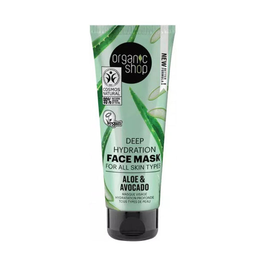 Diep hydraterende gezichtsmasker met avocado en aloë, Organic Shop 75 ml