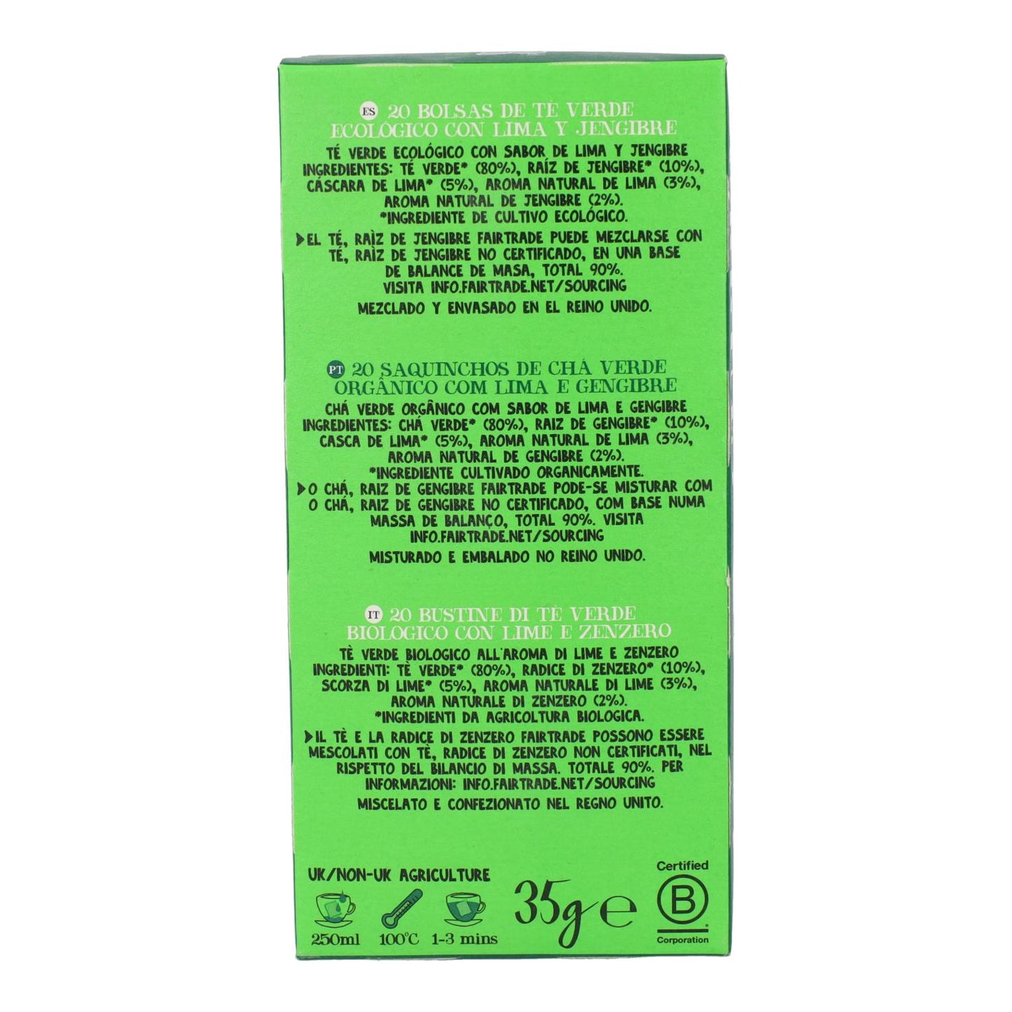 Cupper Organic Lime and Ginger Green Tea 20 bags